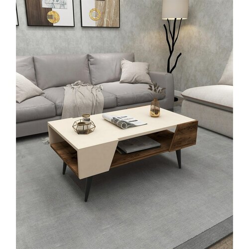 Konferenční stolek Aren Beige and Light Walnut