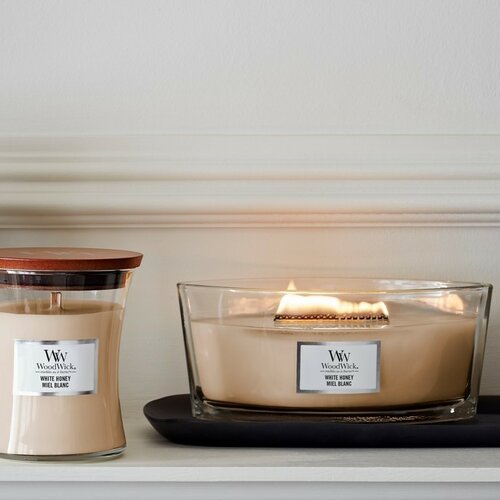 WoodWick Vonná sviečka loď White Honey, 453 g