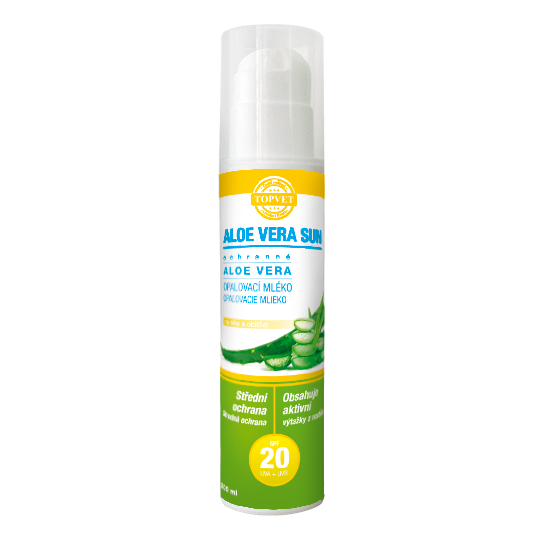 Topvet Aloe Vera Opaľovacie mlieko SPF 20, 200 ml