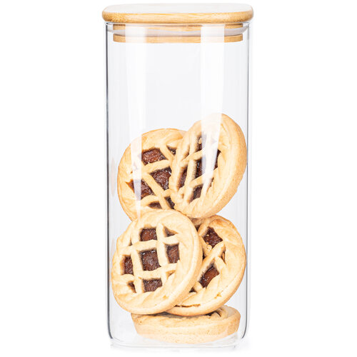 4Home Steklena posoda za živila z pokrovom Bamboo,1500 ml
