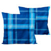 4Home Flanell-Kissenbezug Blau kariert