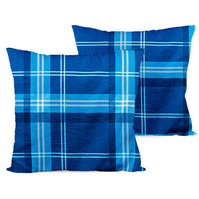 4Home Flanell-Kissenbezug Blau kariert, 40 x 40 cm, 2-er Satz