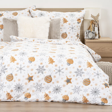 Lenjerie de pat din flanel 4Home Golden Xmas Night, 140 x 200 cm, 70 x 90 cm