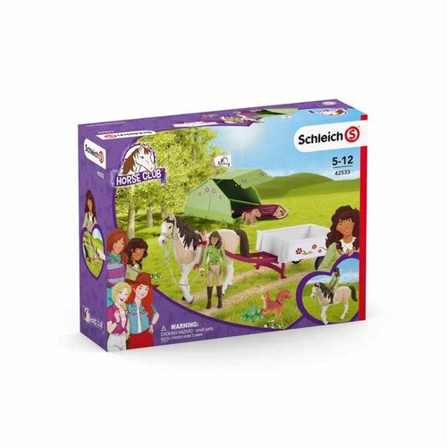 Schleich 42533 Sarah s konjem in živalmi zakampiranje, 24,5 x 19 x 6,6 cm