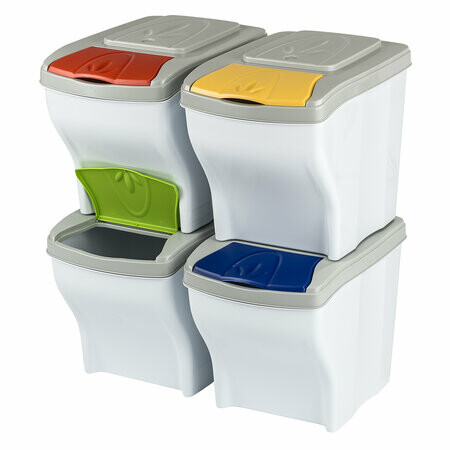 Koš za ločeno zbiranje odpadkov Poker set 20 l, 4kos, bela