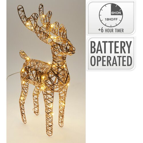 Świąteczny renifer świecący Champagne, 37 x 24 cm, 30 diod mikro LED, na baterie