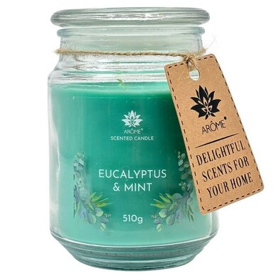 Arome Eucalyptus, & mint gyertya üvegben, 510 g