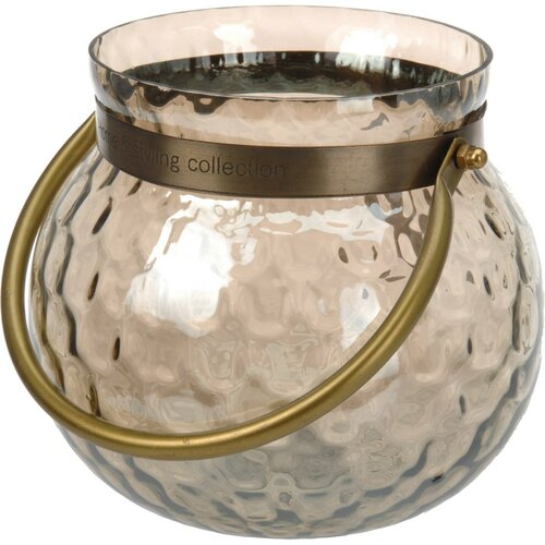Szklany świecznik z uchwytem Romantic, brązowy