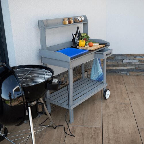 Gartenarbeitstisch Bardy, grau, 94 x 49 x 120 cm