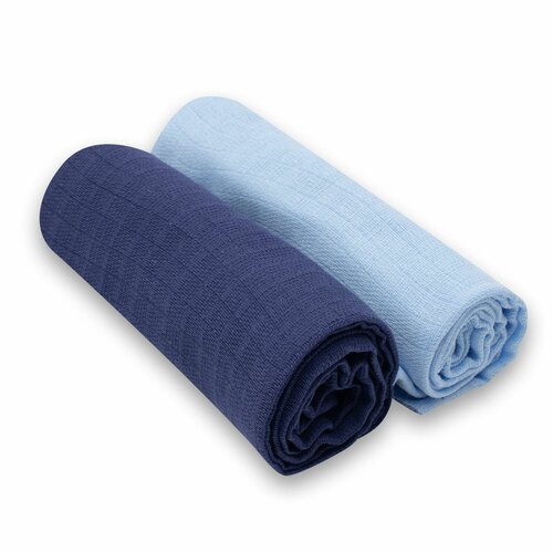 New Baby Scutece de bumbac albastru deschis șiînchis, 70 x 80 cm, set de 2