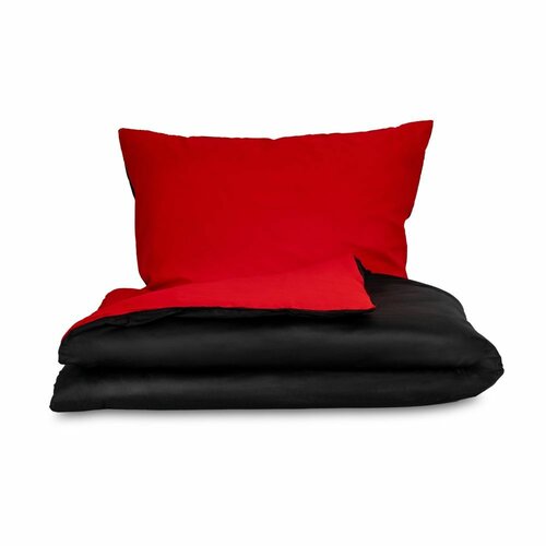 Satin-Bettwäsche Luxury Collection rot / schwarz, 240 x 200 cm, 2 Stück 70 x 90 cm