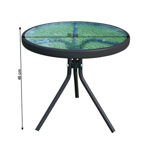 Garten Beistelltisch, schwarzer Stahl/gehärtetes Glas, HABIR