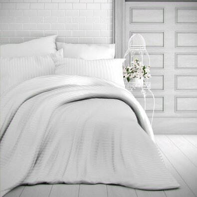 Kvalitex Satenasto posteljnino Stripe bela, 140 x220 cm, 70 x 90 cm