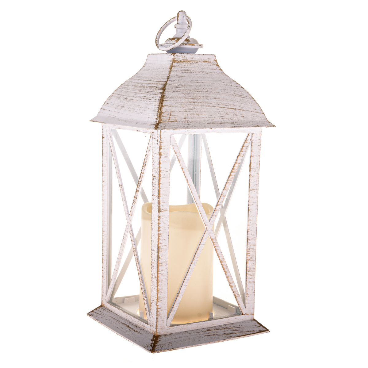 Lampáš s LED sviečkou Winter, 30,5 x 14 cm, svetlo teplá biela, plast