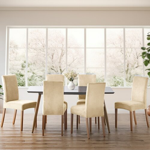 Restilo Husă pentru scaun Sento bej deschis, 48 x48 x 58 + 10 cm, set de 6 bucăți