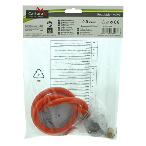 Cattara 13606 Plinski regulator tlaka 30 mbar EN16129 s cevjo 0,9 m