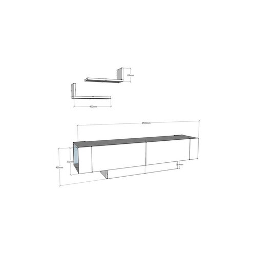 Matera White and Walnut TV szekrény polcokkal