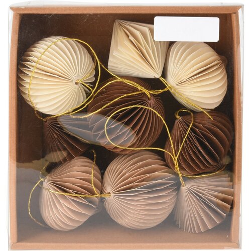 Komplet papirnih okraskov Ornaments bež, 6 cm, 9kos