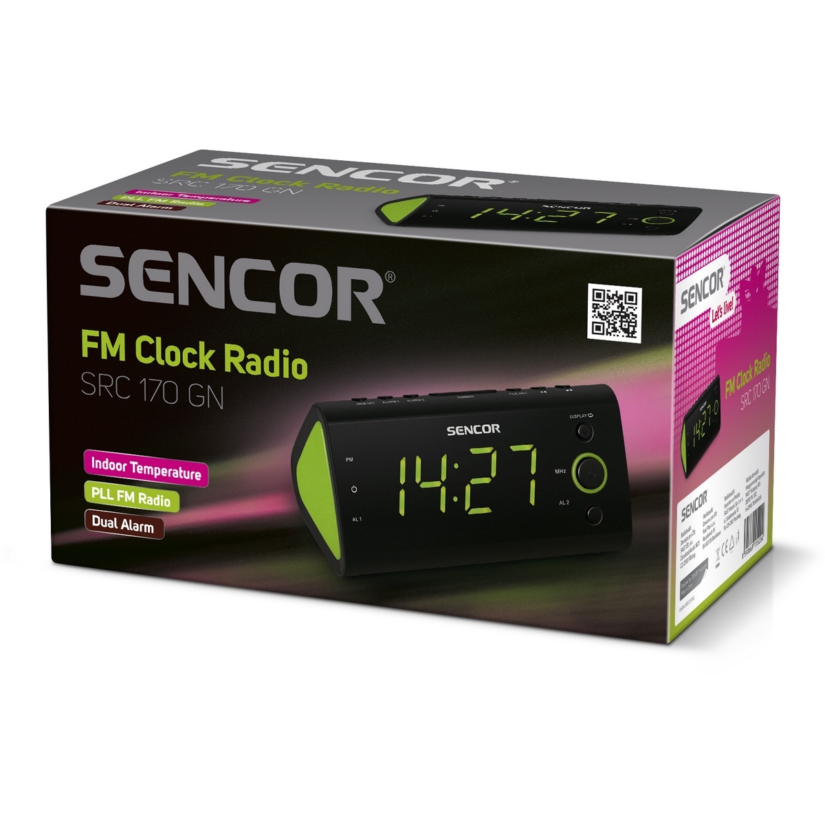 Sencor SRC 170 GN rádiós ébresztőóra, zöld  termék 2. képe