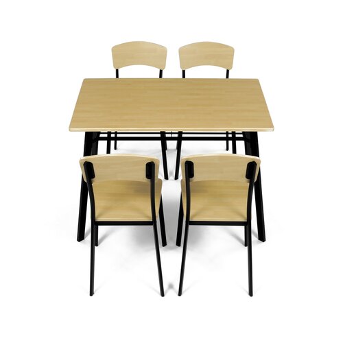 Set de masă Industrial cu 4 scaune, 110 x 70 x 76cm, maro