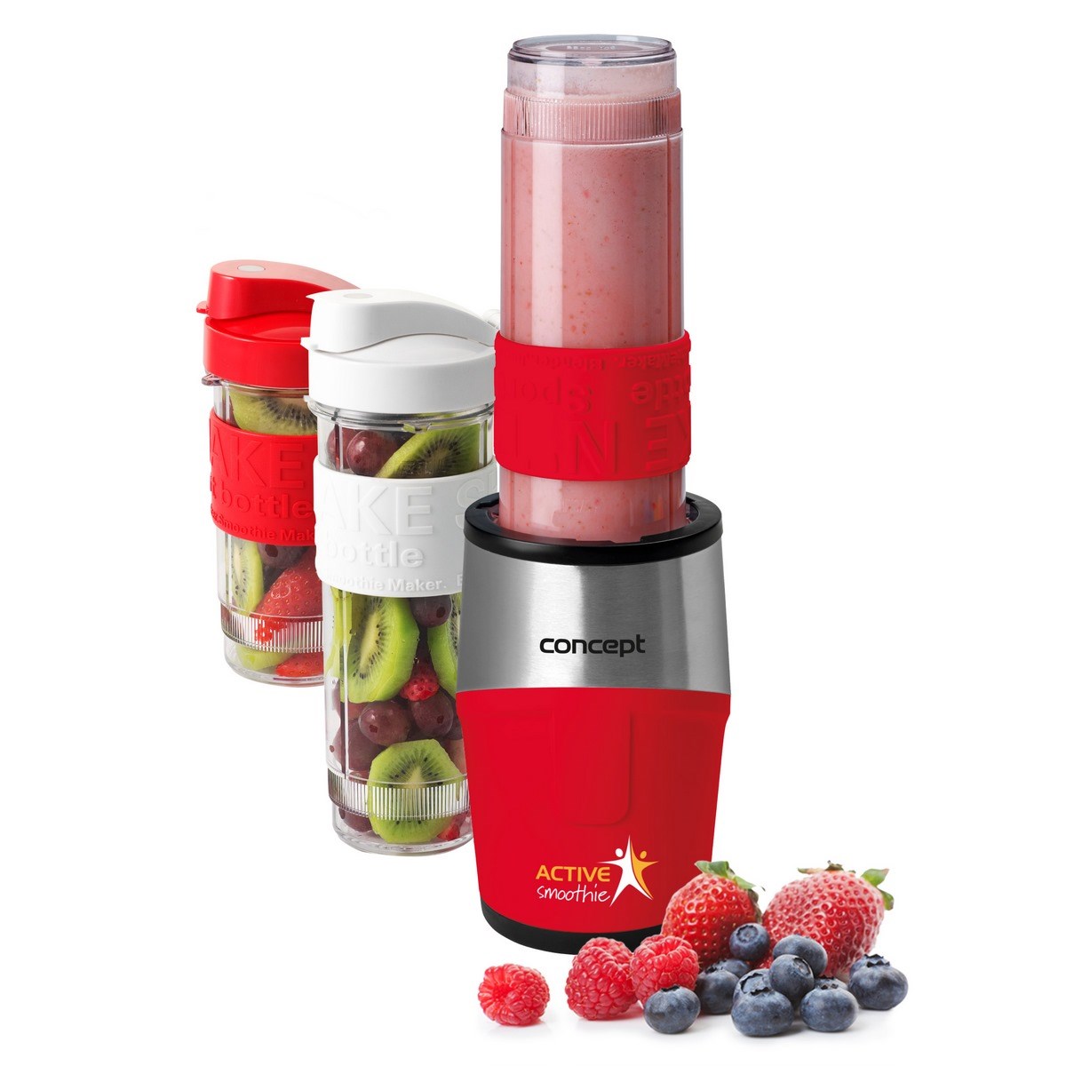 Concept SM3386 smoothie maker Active smoothie 500 W + fľaše 2x 570 ml + 400 ml, červená