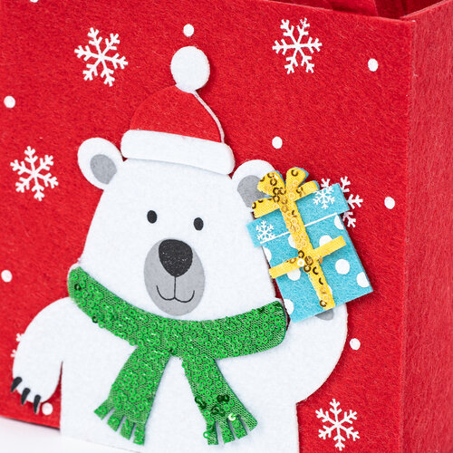 Vánoční plstěný košík Medvěd, 18 x 8 x 18 cm