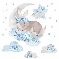 Bayo Samolepka na zeď Spící králík, modrá