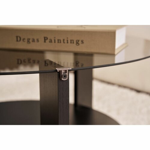 Konferenční stolek Clara Wood Black s tmavým sklem