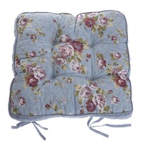 Pernă de scaun matlasată Flori albastru, 40 x 40cm