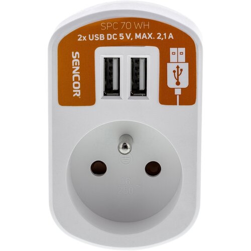 Retlux RPC 70 WH Gniazdo biały, 2x Sencor USB