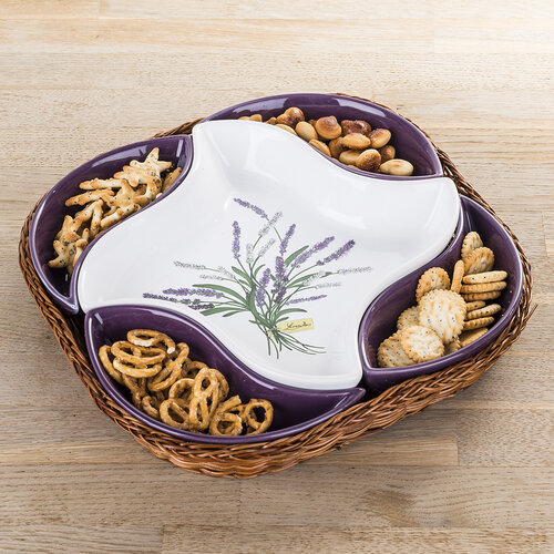 Banquet Lavender 5-dielna servírovacia misa v košíku