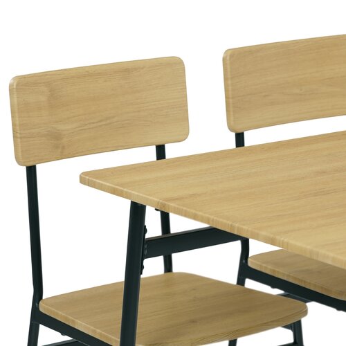 Esszimmergarnitur Industrial mit 4 Stühlen, 110 x 70 x 76 cm, Wildeiche