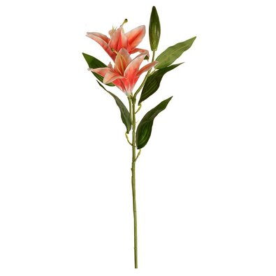 Floare artificială crin de vale portocaliu, douăflori și boboc, h. 84 cm