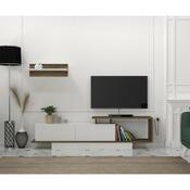 Asos White and Walnut TV-szekrény polccal