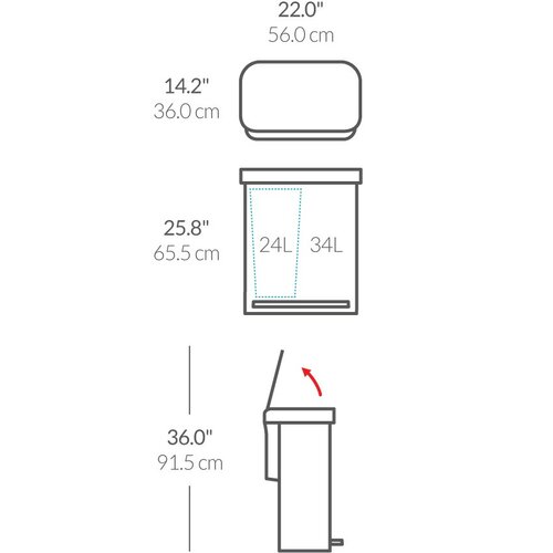 Simplehuman Pedálový odpadkový kôš na triedený odpad 58 l, biela