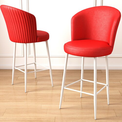 Set de scaune de bar Uras Red and White, 6 buc.