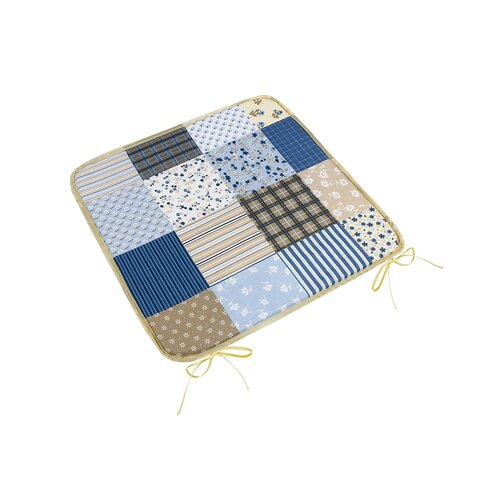 Bellatex Sitzkissen Adéla glatt Patchwork blau, 40 x 40 cm