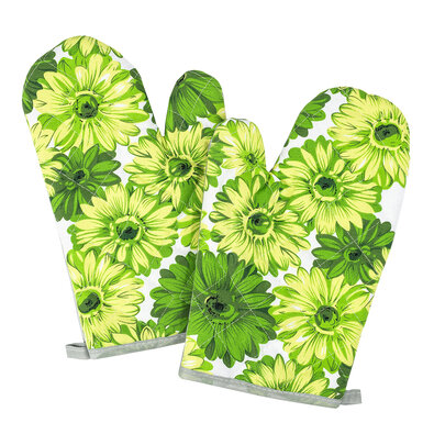 Chňapka Květy zelená, 28 x 18 cm, sada 2 ks