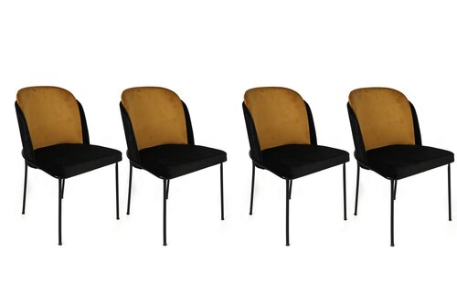 Zestaw krzeseł do jadalni Dore Mustard and Black, 4 szt.