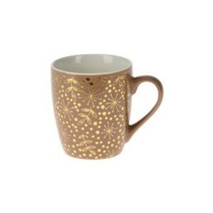 Kubek ceramiczny Złoty kwiat, beżowy, 220 ml