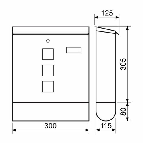 Stahlbriefkasten mit Fenster und Rohr BK.203.HM