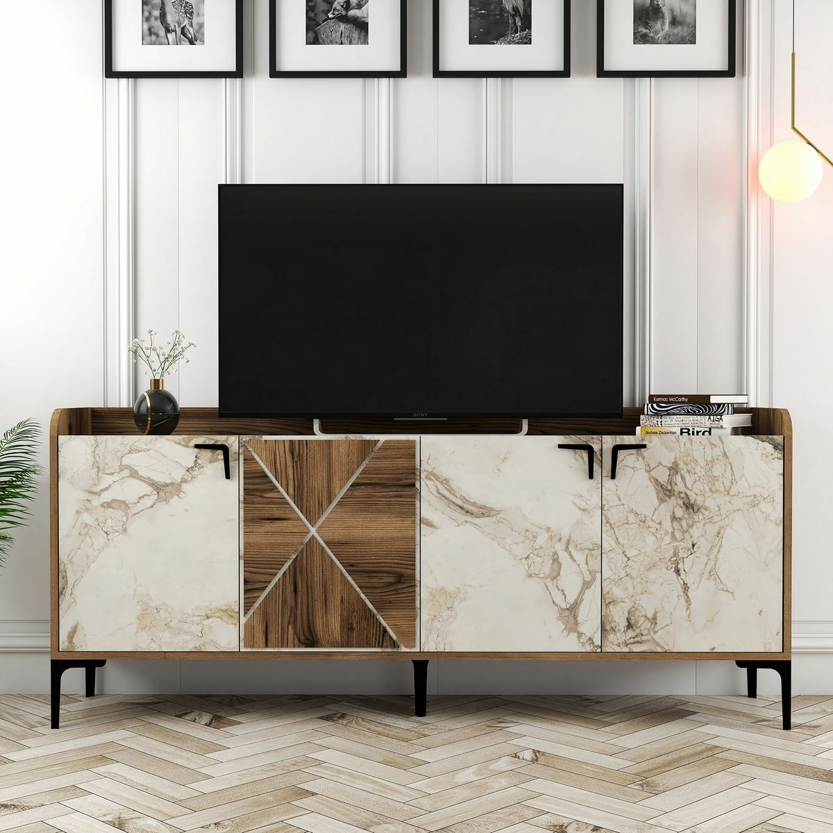 Skrinka Venedik Walnut and White Marblemramoru