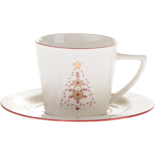 Porcelain cup with saucer Knitted tree 110 ml