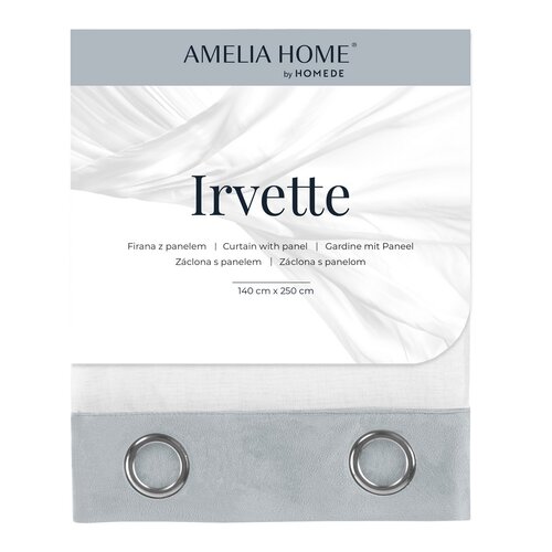 AmeliaHome Firanka Irvette Eyelets srebrny, 140 x 250 cm