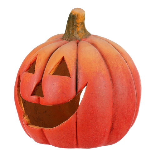 Svečnik izrezana buča oranžna, terakota, pr. 26 cm