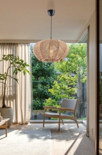 Lampa wisząca Jute Ellipse, kremowy