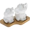 Porcelánová soľnička a korenička s podtáckou Slony