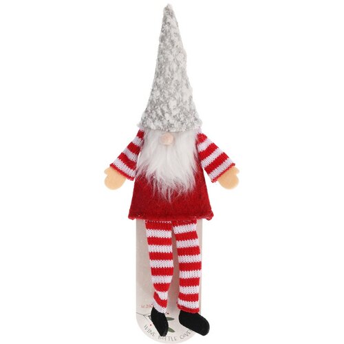 Dekoracja świąteczna na butelkę Skrzat, 29 cm, szary