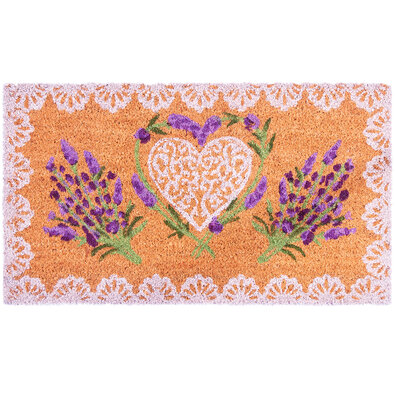 Covoraș din cocos Lavender Heart, 40 x 70 cm