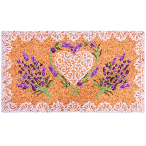 Kokosová rohožka Lavender Heart, 40 x 70 cm